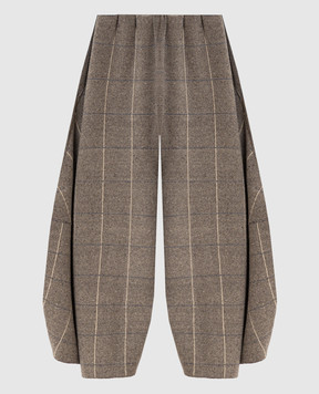 BOBOUTIC Бежеві бермуди із шовку в клітинку 5064