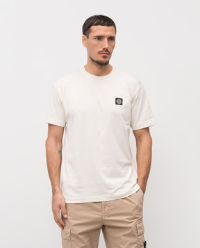 Stone Island Бежевая футболка с нашивкой логотипа L1S152100027S0013