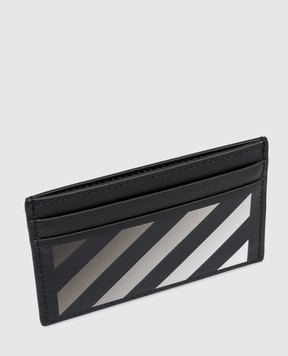 Off-White Чорний шкіряний картхолдер Diag OWND04DC99LEA001