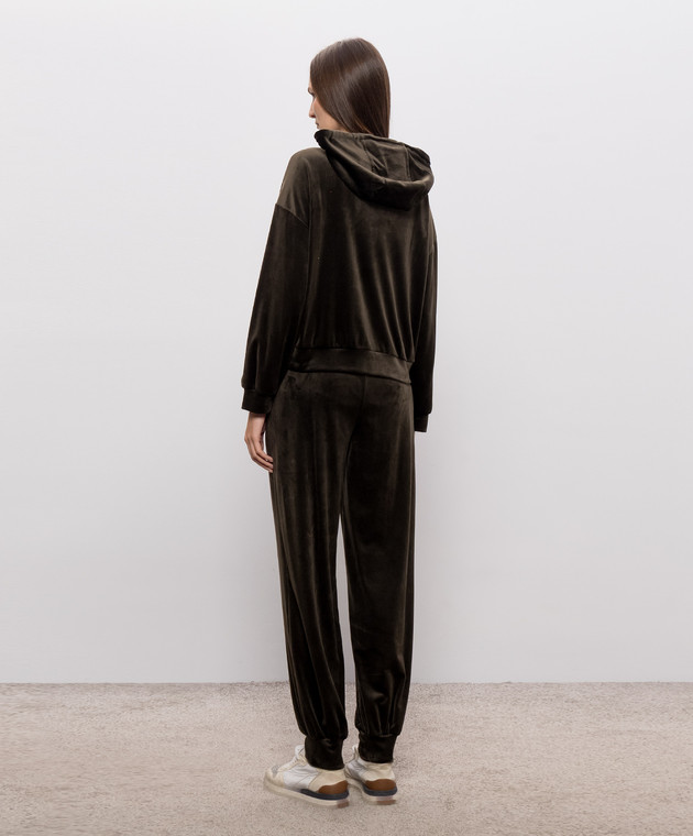 Twinset Велюровый спортивный костюм цвета хаки 262LI2TAA изображение 4