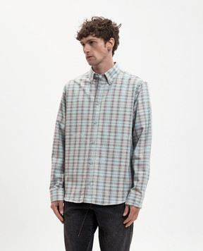 Off-White Блакитна сорочка у візерунок з вишивкою логотипа 44XGE04MS26F001