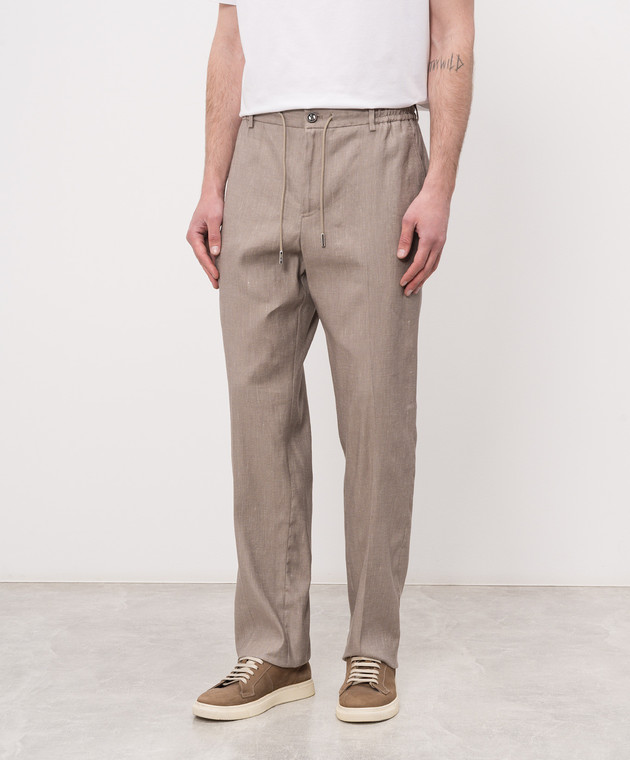 MooRER Бежеві штани ADAMSON з льоном ADAMSONFSW зображення 3