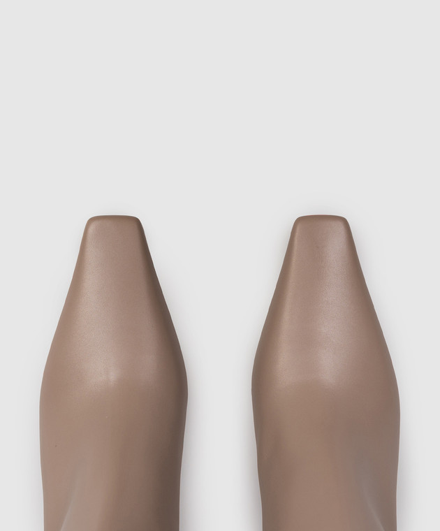 Brunello Cucinelli Бежеві шкіряні ботильйони з ланцюжком моніль MZSKC3356P зображення 4