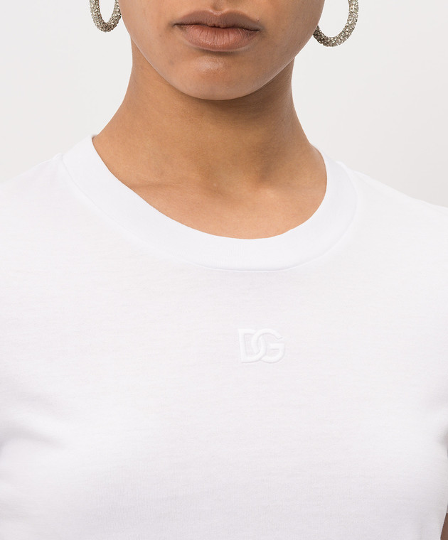 Dolce&Gabbana Белая футболка с вышивкой DG F8U08ZGDDYD изображение 5