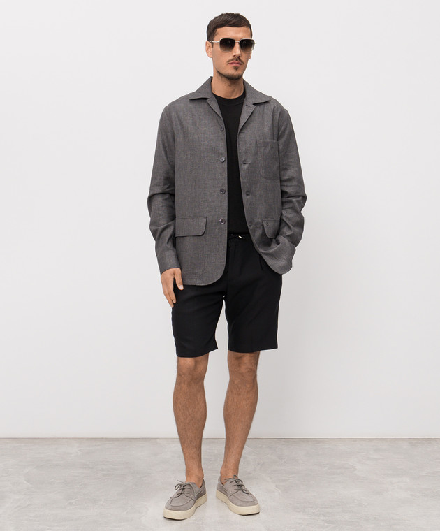 Stefano Ricci Чорна футболка з льону K919071G10T26205 зображення 2