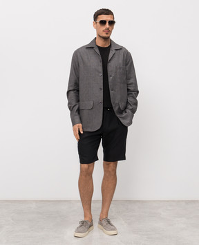 Stefano Ricci Черная футболка из льна K919071G10T26205