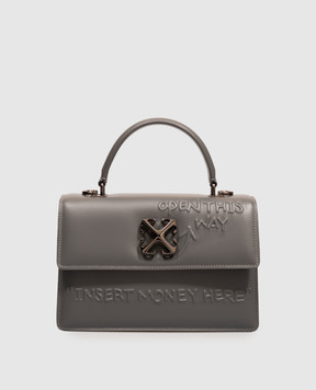 Off-White Серая кожаная сумка Jitney 1.4 OWWNP03F26LT01