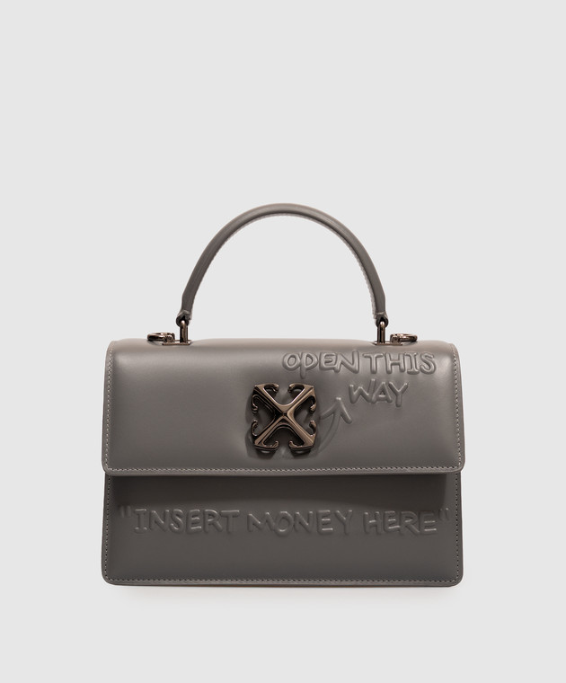 Off-White Серая кожаная сумка Jitney 1.4 OWWNP03F26LT01