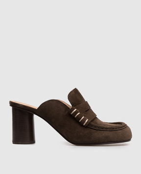 JW Anderson Коричневые замшевые мюли Loafer PU0037LA0364