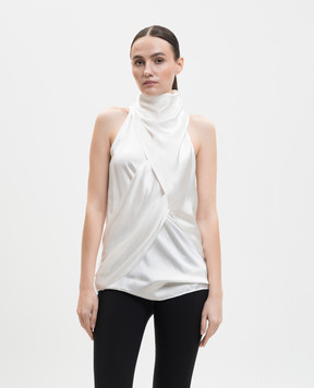 Balmain Белый топ из шелка GF0AG905SE95