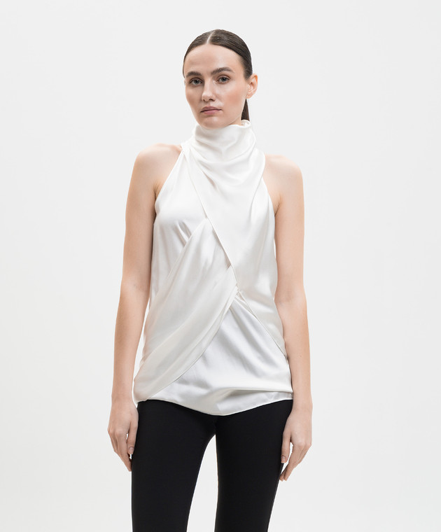 Balmain Белый топ из шелка GF0AG905SE95 изображение 3