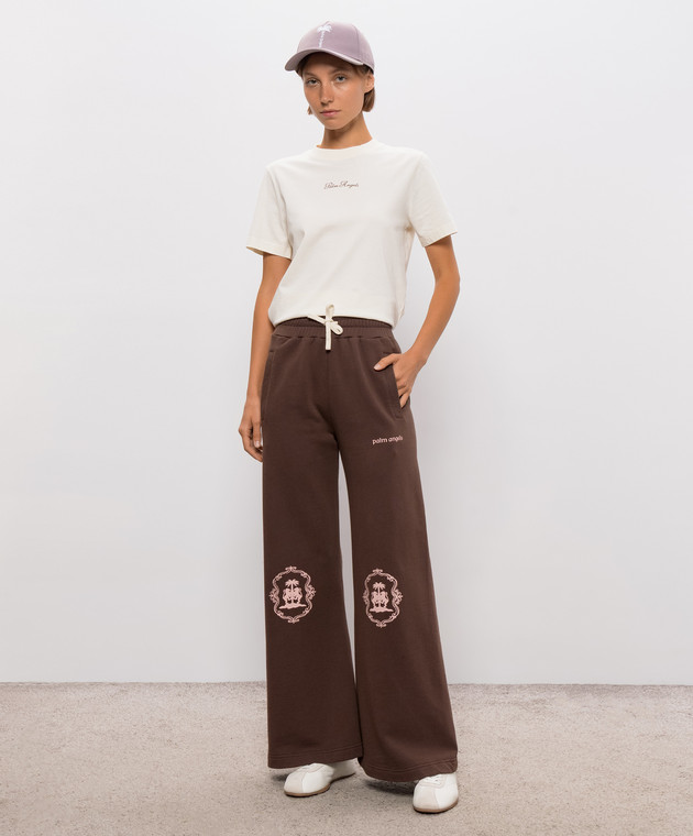 Palm Angels Футболка цвета айвори с принтом логотипа PAWAA006JR004 изображение 2
