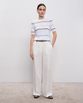 Peserico Білий топ в смужку A99091F149173M