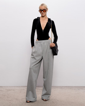 Vetements Чорне велюрове боді з капюшоном WH27BO115B