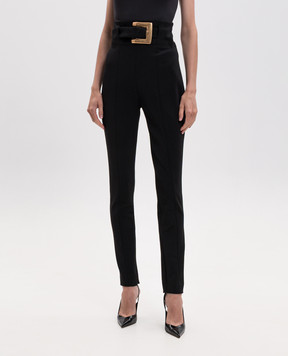 Balmain Чорні штани з високою посадкою з поясом GF1PL024JL05