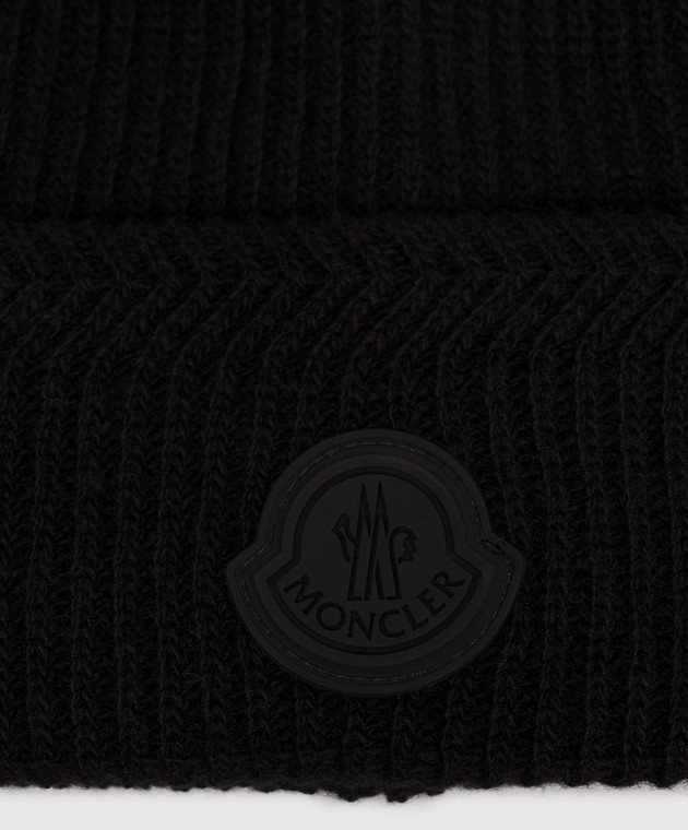 Moncler Черная шапка из шерсти и кашемира с нашивкой логотипа L20913B00007M4281 изображение 4