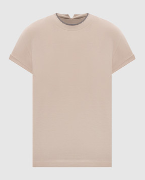 Brunello Cucinelli Бежева футболка з ланцюжком моніль M0T18BD200