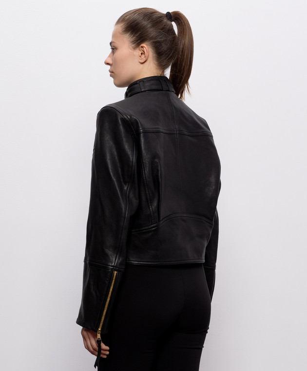 Balmain Чорна шкіряна куртка HF1TD250LE37 зображення 4