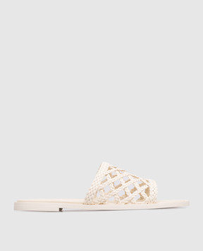 Babe Pay Pls Шкіряні шльопанці кольору айворі з плетінням SLIPY