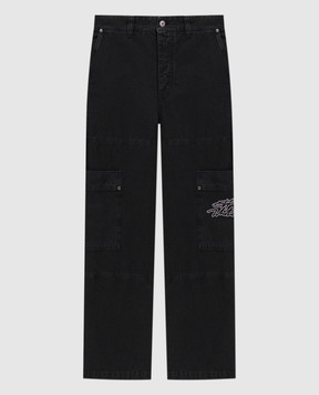 Off-White Черные брюки-карго с вышивкой логотипа 44XCF04ES26F001