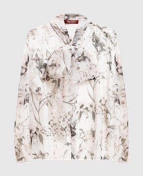 Max Mara Біла блуза MSTETERE із шовку в квітковий принт MSTETERE