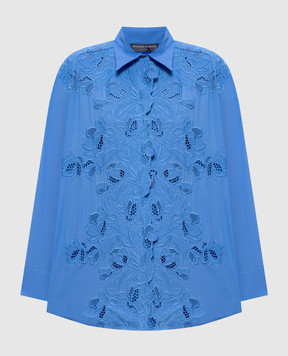 Ermanno Scervino Life Голубая рубашка с вышивкой D484K301KDK