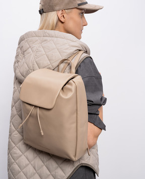 Brunello Cucinelli Бежевый кожаный рюкзак Mellow city MBGPD2662
