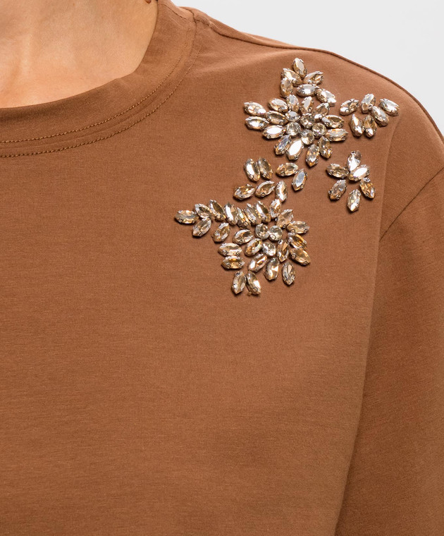 Twinset Коричневая футболка с кристаллами 262AT2220 изображение 5