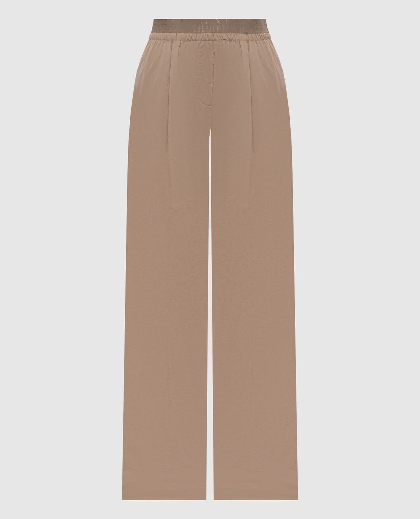 Бежевые брюки с узором логотипа