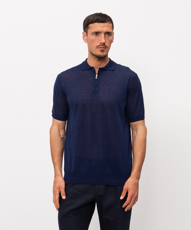 Cashmere&Whiskey Синє поло з льоном MS004 зображення 3