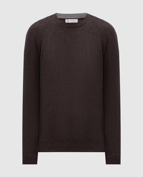 Brunello Cucinelli Светр коричневого кольору з кашеміру M2274100