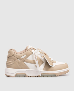 Off-White Бежеві шкіряні кросівки Out Of Office з емблемою OWIA259S26LEA002