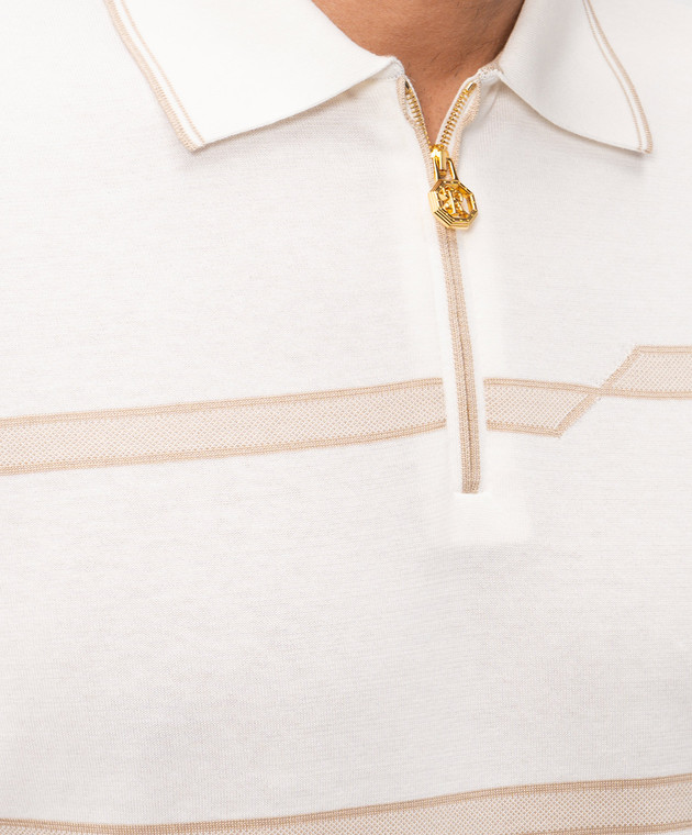 Stefano Ricci Белое поло в полоску K616435P31F26105 изображение 5