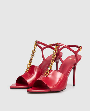 Balmain Рожеві шкіряні босоніжки Sync GN1UH154LNPX