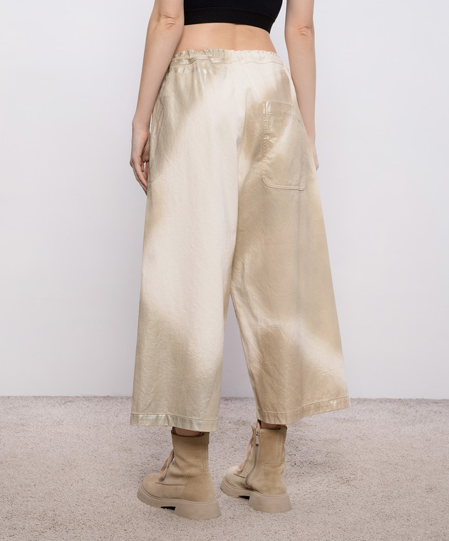 Y`S Yamamoto Бежевые кюлоты с эффектом металлизированного напыления YKP13006 изображение 4