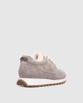 Peserico Серые замшевые кроссовки с мехом S39710C0RCC669