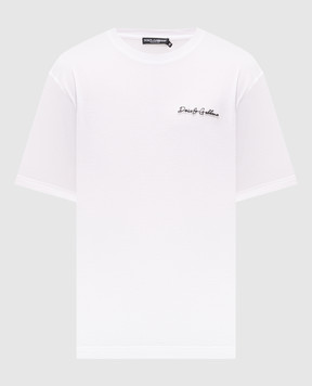 Dolce&Gabbana Біла футболка з контрастним логотипом G8PN9ZG7Q1W