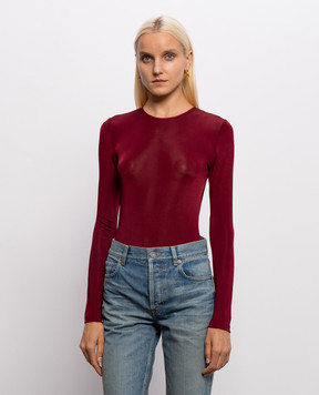 Saint Laurent Бордовое боди с подвеской Cassandre 876794Y38DS