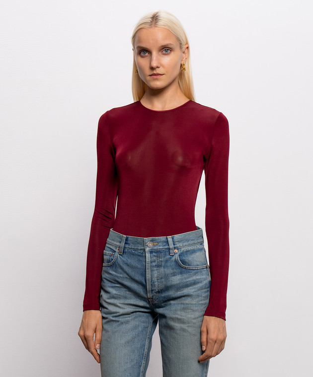 Saint Laurent Бордовое боди с подвеской Cassandre 876794Y38DS изображение 3