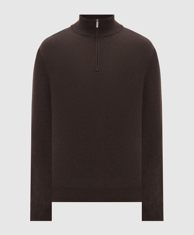 Bertolo Cashmere Коричневый свитер из кашемира с молнией 400025000005