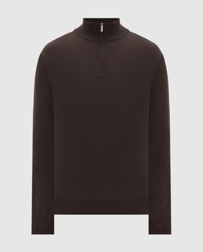 Bertolo Cashmere Коричневый свитер из кашемира с молнией 400025000005
