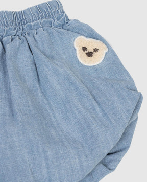 Palm Angels Дитячі сині шорти з нашивкою PGX8001S26DEN001