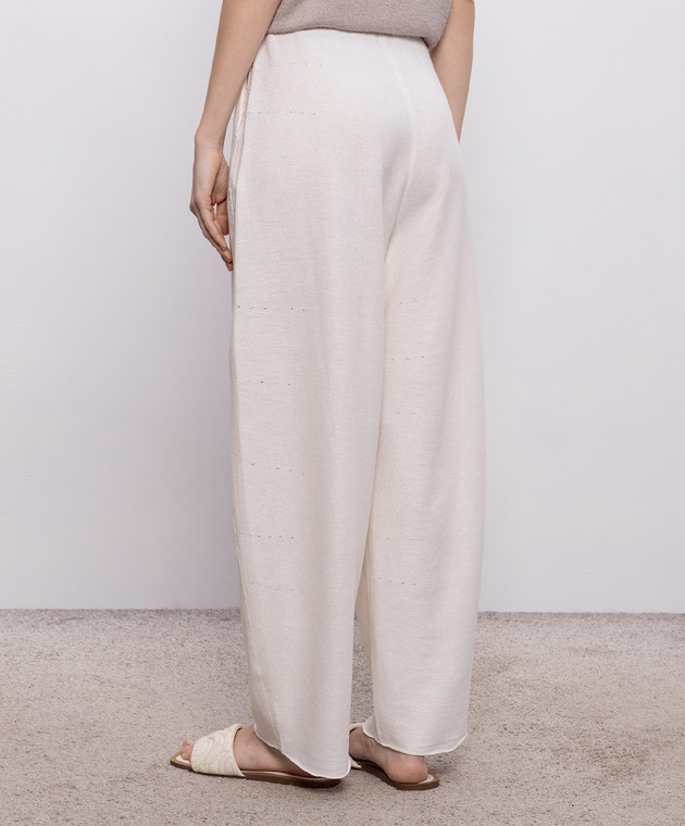 BOBOUTIC Штани кольору айворі із шовку та льону 5025 зображення 4