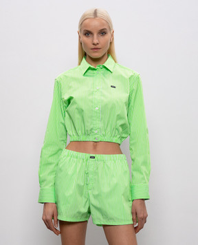 Vetements Зеленая укороченная рубашка в полоску WE76SH389ES