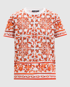 Dolce&Gabbana Біла футболка в брендовий принт F8V42TGDDT6