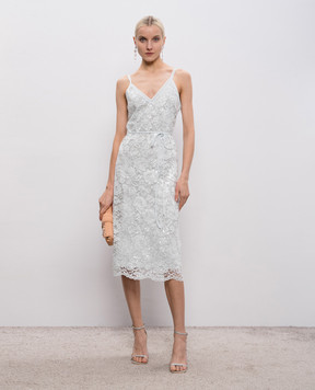 Twinset Зеленое платье миди из кружева с пайетками 261TP2630