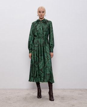 Etro Зеленое медное платье в узор WRHA050199SASR4