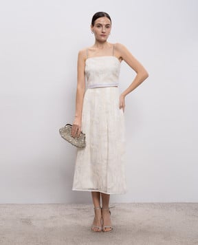 Peserico Біла спідниця міді з вишивкою A0501303701