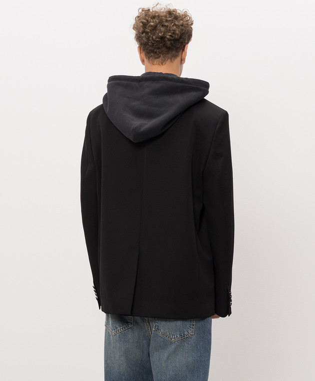 Balenciaga Чорний блейзер з вовни подвійної конструкції A001Y3TTT12 зображення 4