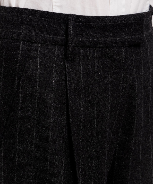 Brunello Cucinelli Темно-сірі штани з вовною в смужку MG576P8884 зображення 5